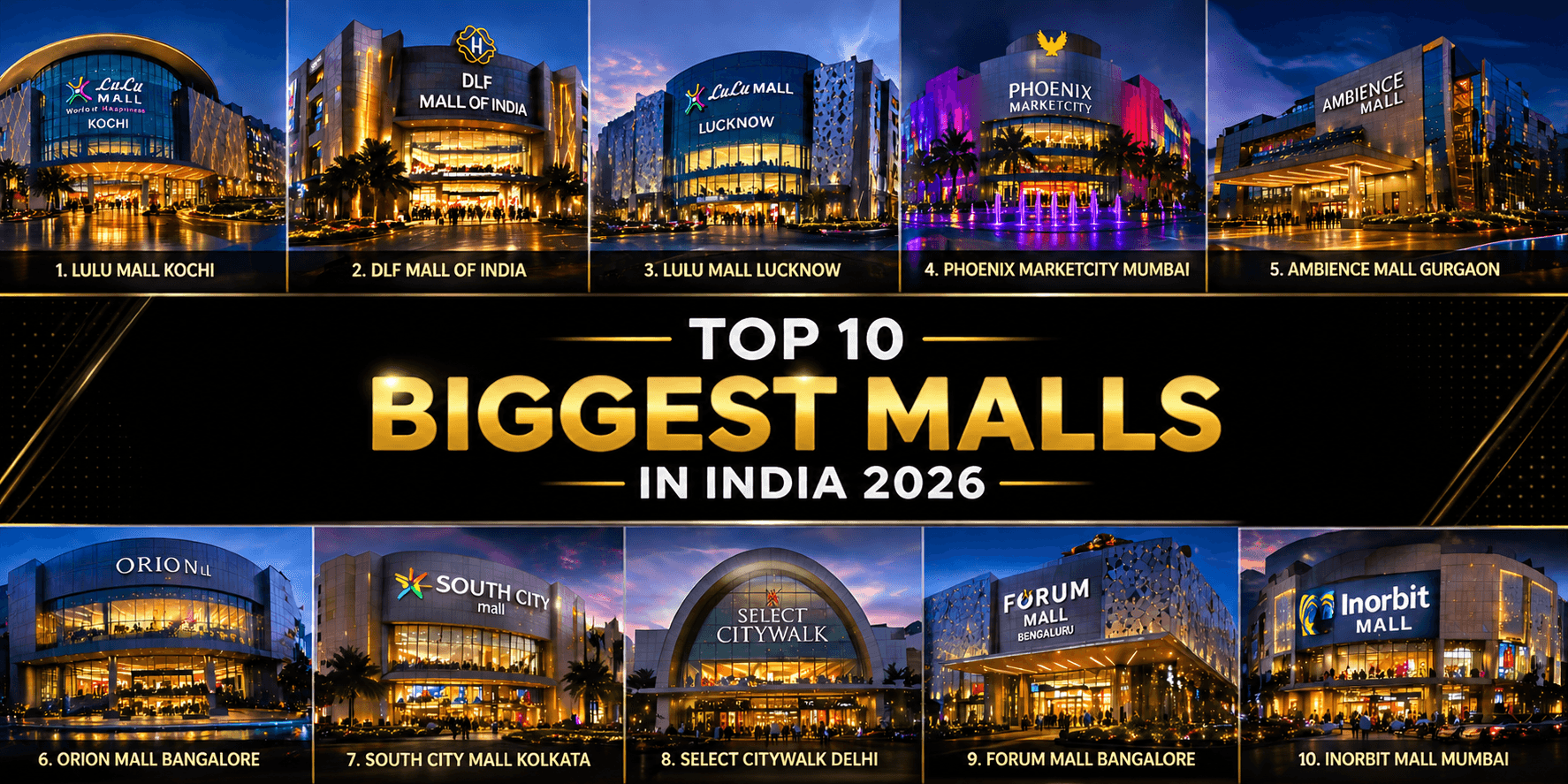 Top 10 Biggest Malls in India 2026 – Largest Malls by City, Size & Experience